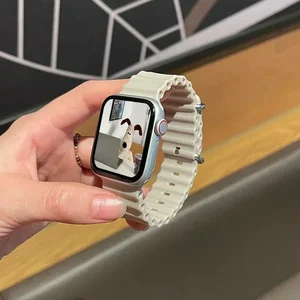 Pita Laut Silikon untuk tali Jam Tangan Apple 45mm 46mm 40mm Ultra 2 49mm 44mm 41mm Seri gelang olahraga 38-42mm 10 9 8 7 6 5 4 SE 8 gesper sabuk titanium penjualan terbaik - №