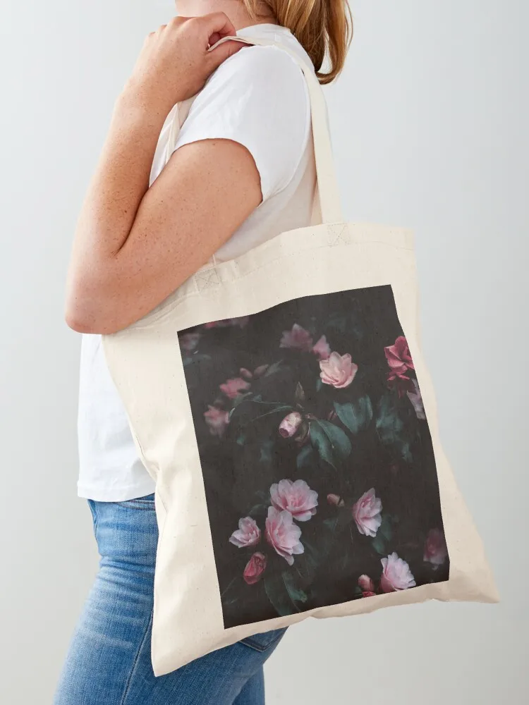 Romantic dark floral Tote Bag large size bags foldable reusable bag Canvas bag tote bags men