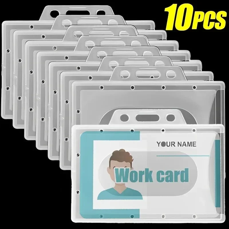 1/10Pcs Vertical & Horizontal Work Card Holders Cover Multifunctional Plastic Badge Work ID Card Sleeve Holder Protector Case