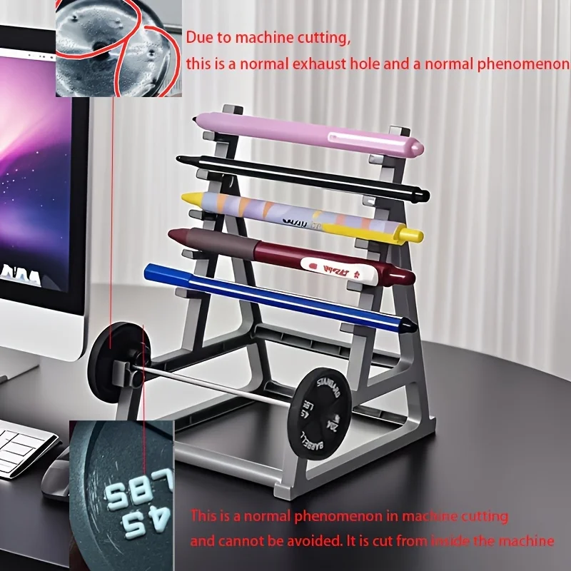 Fitness Style Barbell Shaped Desktop Organizer, Creative Tabletop Holder for Pens and Small Accessories