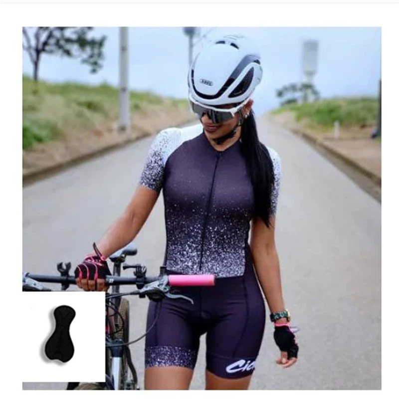 Women\'s Custom New Pro Triathlon Breathable Short Sleeve Cycling Jersey Suit Ladies Gel Pad Bicycle Triathlon Jumpsuit sets