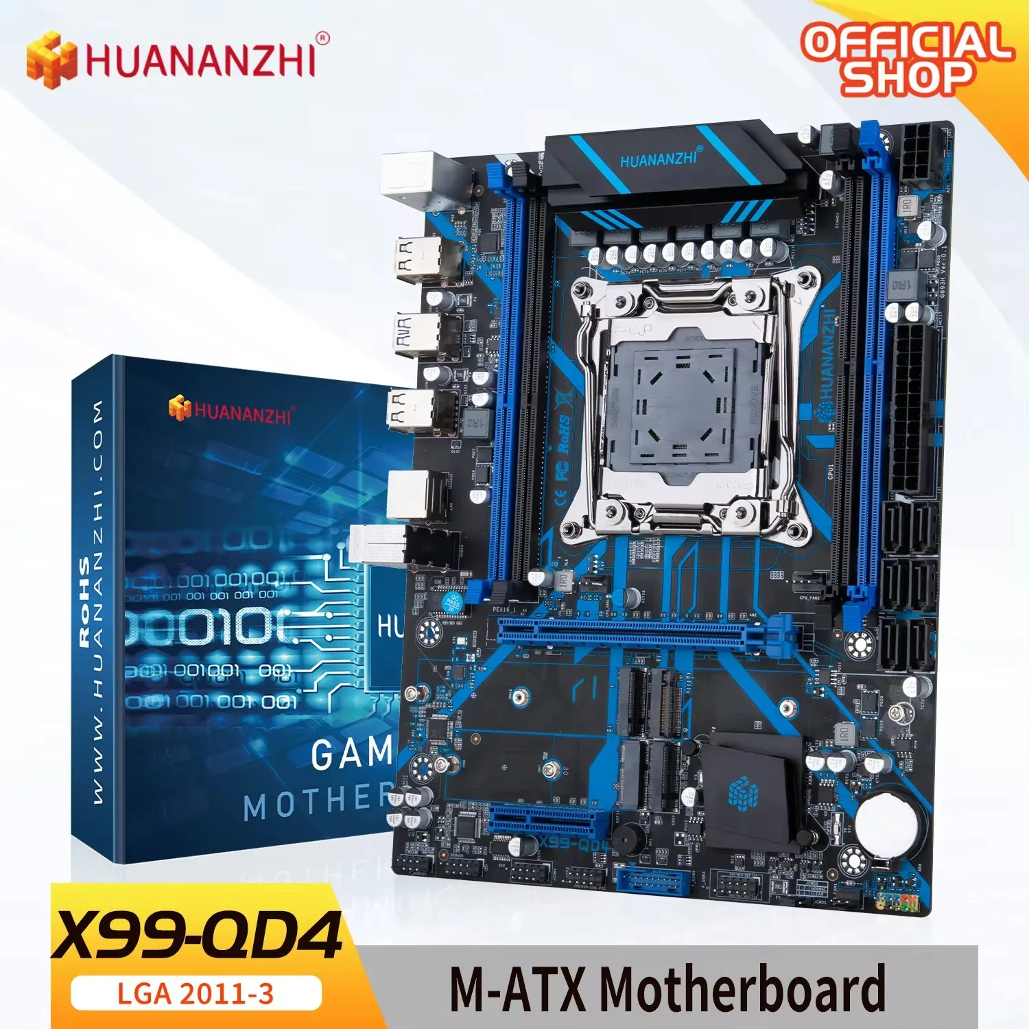 HUANANZHI X99 QD4 LGA 2011-3 XEON X99 Motherboard Intel E5 2640 2666 2680 2696 V3 V4 support DDR4 RECC NON-ECC Memory NVME RU