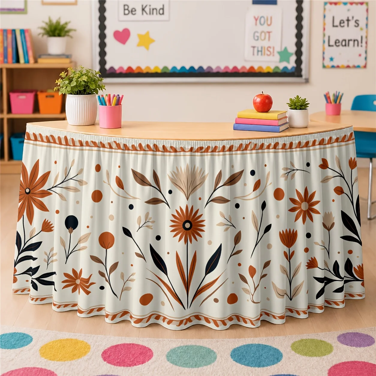 Retro, rural, elegant, decoration, dining table, office desk, conference table, kitchen countertop, work area tablecloth