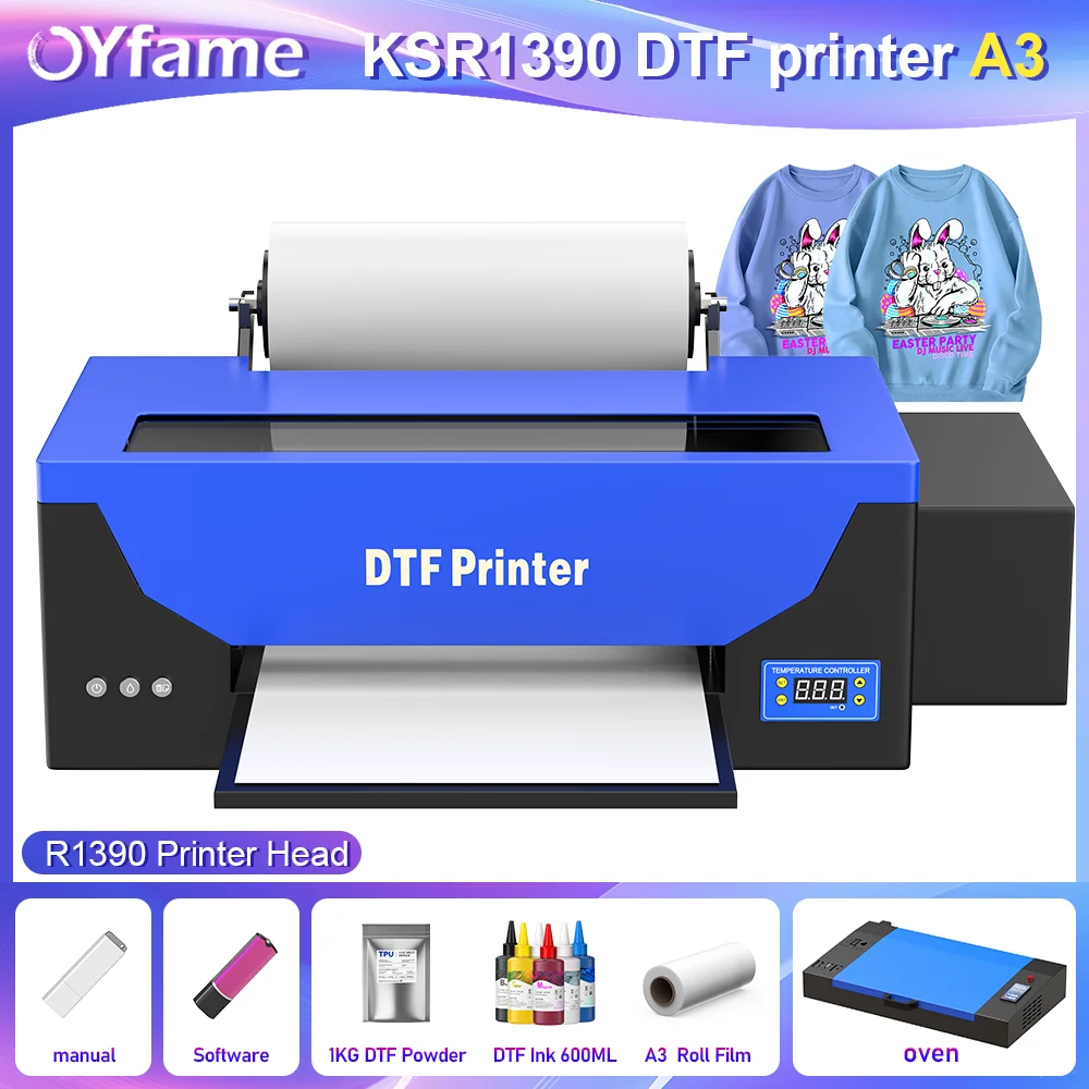 

OYfame A3 DTF Printer R1390 L1800For T Shirt DTF Printing Machine a3 DTF Transfer Film Printer For T-Shirt Clothes DTF Printer