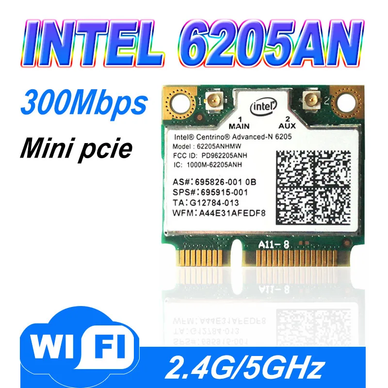 센트리노 어드밴스드 n 6205 무선 카드 어댑터, 와이파이 미니 pci-e 2.4, 5 GHz, 300 Mbps, 62205hw