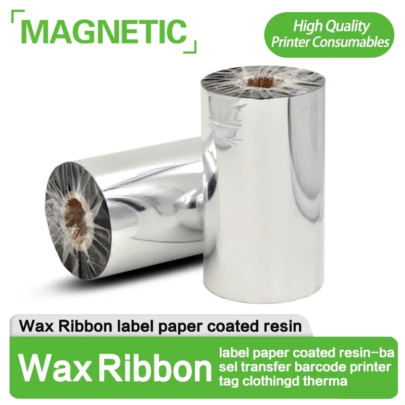 Magnetic 10 Rolls Wax Ribbon 110mmx90m 110mmx70m label paper coated resin-basel transfer barcode printer tag clothingd therma