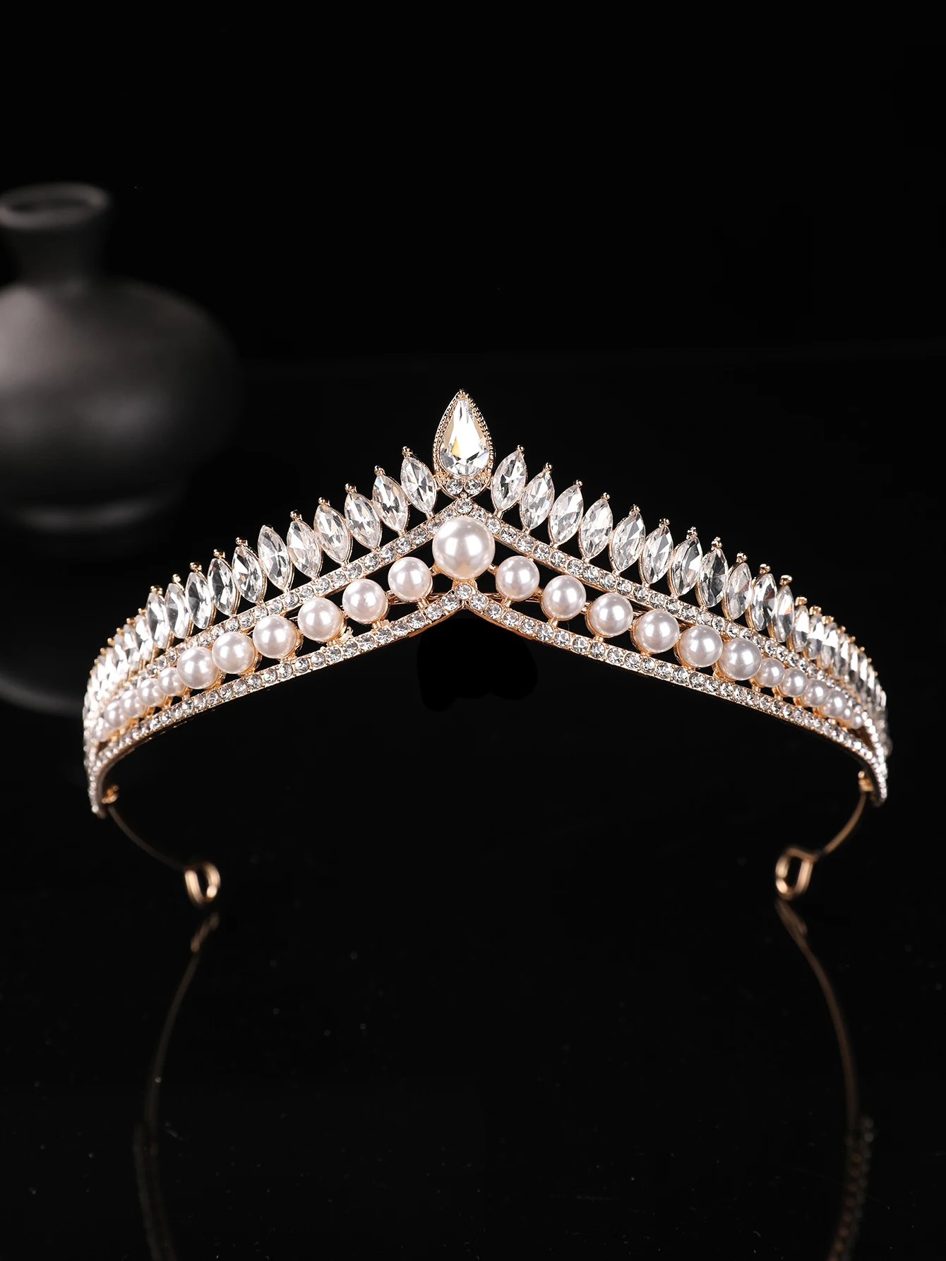 Parel en strass bruidskroon hoofdband, Europese paleisstijl bruiloft haaraccessoires, prachtige zendspoel voor bruiloftsbanket