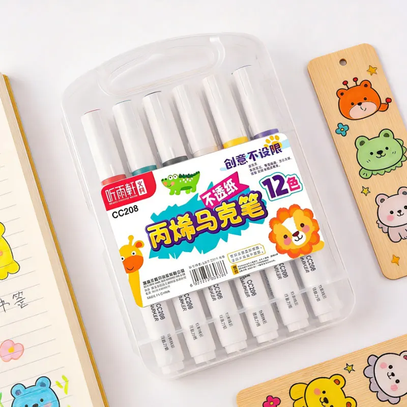 

Painting Acrylic Paint Pens with Automatic Ink Control Water-Based Waterproof Markers Rock Painting Wood Glass Ceramic Canvas