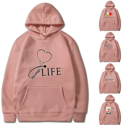 Nam Nữ Khoác Áo Y Tá In Thời Trang Áo Nỉ Bông Tai Kẹp Tay Dài Hoody Cặp Đôi Hoody Áo Thun DạO Phố Quần Áo