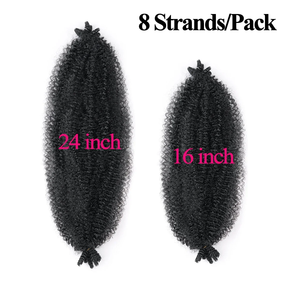 Afro Spring Twist Crochet Hair extensiones de cabello para mujeres, trenzas de Marley sintéticas preseparadas, trenzas suaves negras