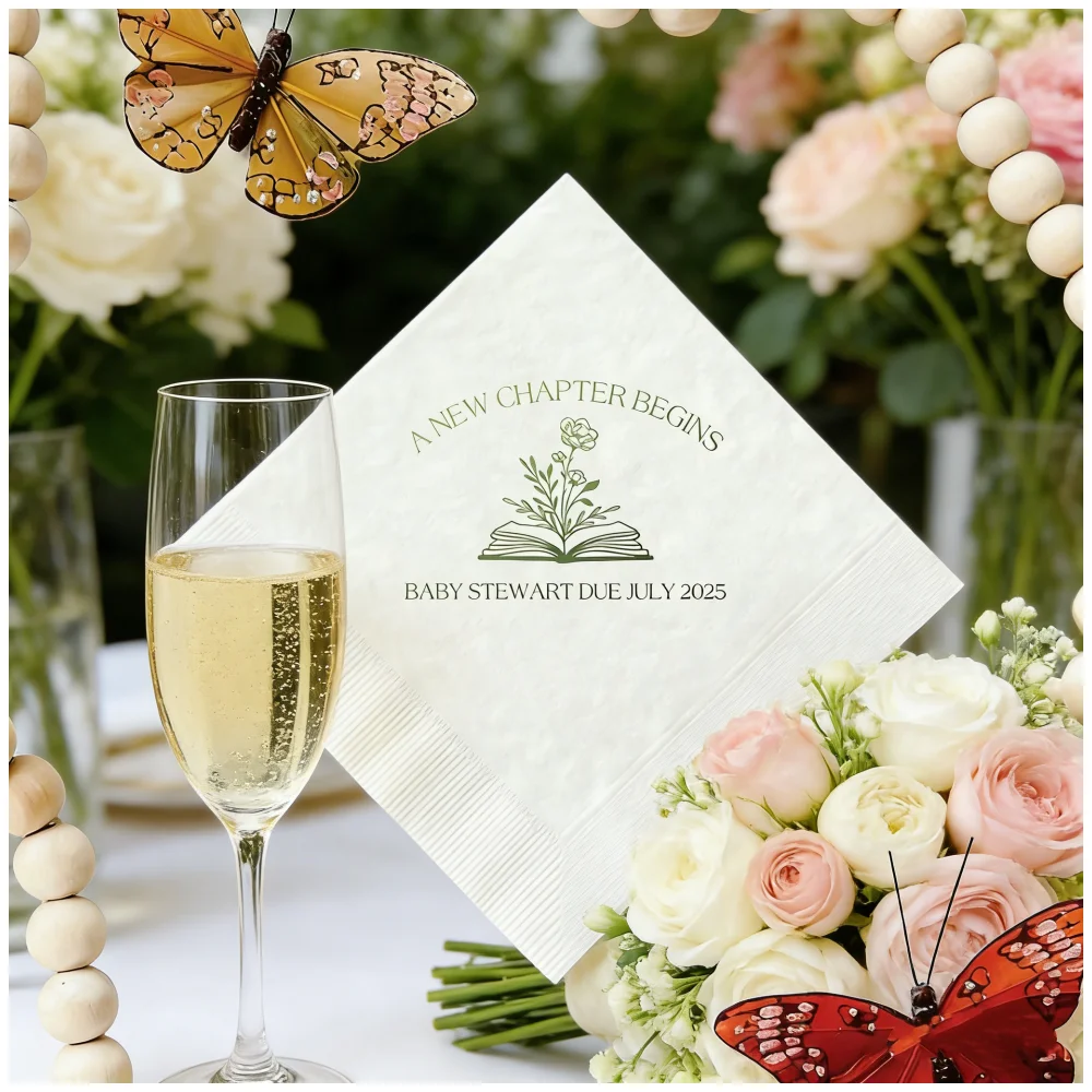 

50 шт. Новые салфетки для детского праздника в тематике «Новая глава» с персонализированным фольгированным принтом для определения пола ребенка, товары для детских вечеринок