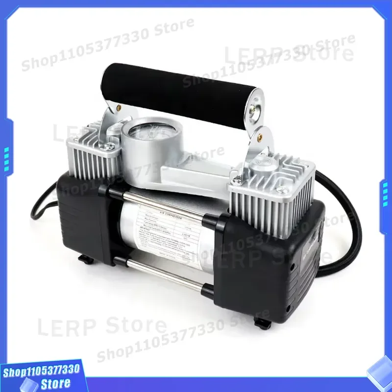 Portable 12V DC Air Compressor Double Cylinder Tire Inflation Pump with Barometer for Car Bicycle Ball Quick Inflator Device