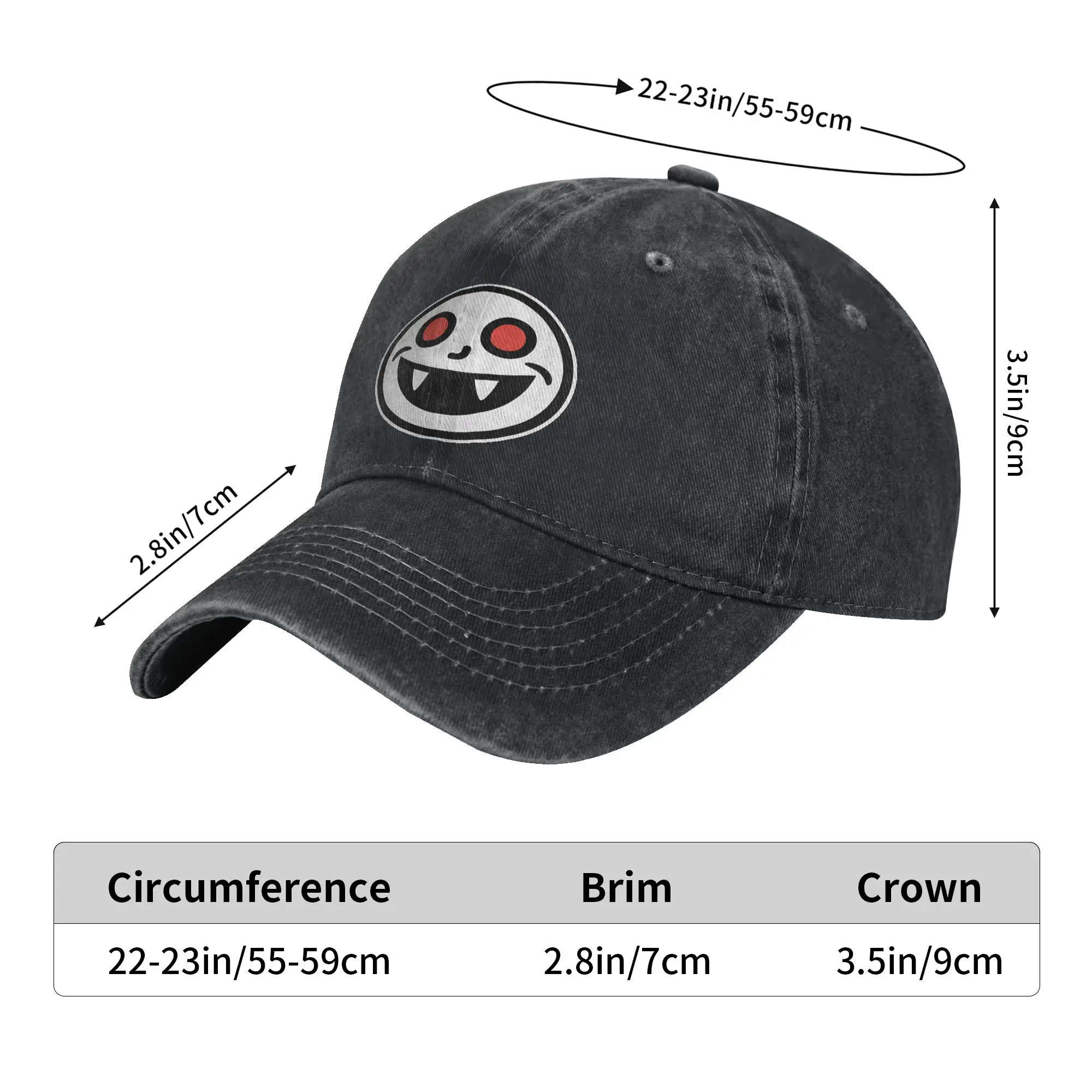 Men Women  Beach Epic Face Vampire Printed Hat Fashion Distressed Washed  Baseball Cap Adjustable
