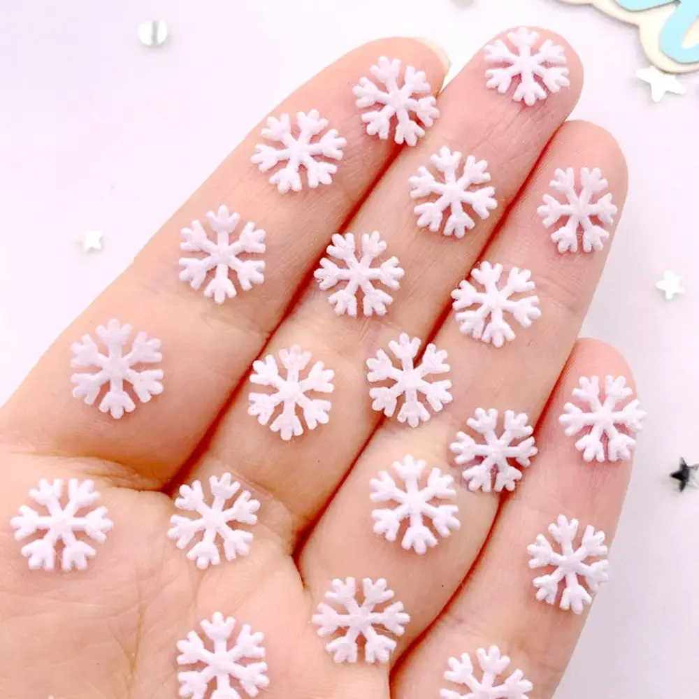 10mm 16mm Fabric White Christmas Snowflower Patch DIY Hair Bow Crafts Supplies Home Christmas Applique Accessories Art Decor E89