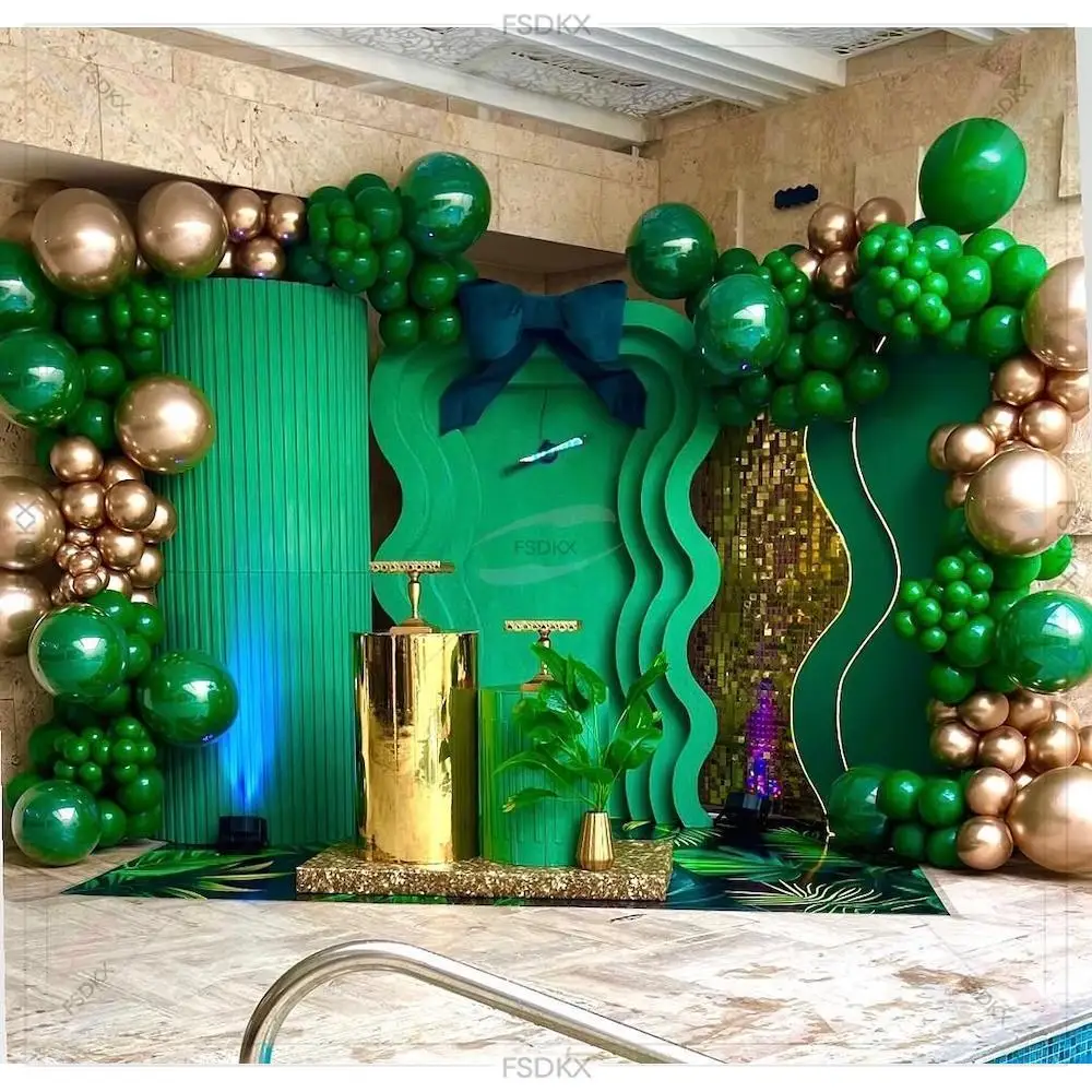 

Green Color PVC Backdrop Wall Stage Background Event Party Wedding Backdrop Stage Decor Set