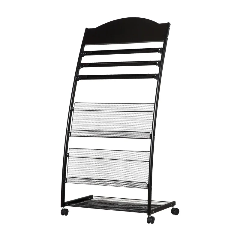 2026 New Metal Office Drawing Information Storage Floor Rack Living Room Suitable Newspaper Clip Magazine Brochure Display Stand