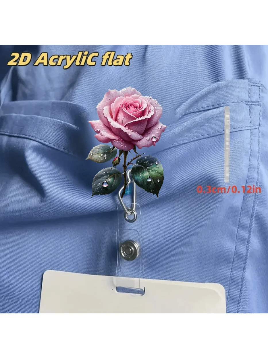 قطعة واحدة من مشبك شارة قابل للسحب، أكريليك ثنائي الأبعاد مع سلك نايلون متين، مناسب لعمال المكاتب والممرضات #4