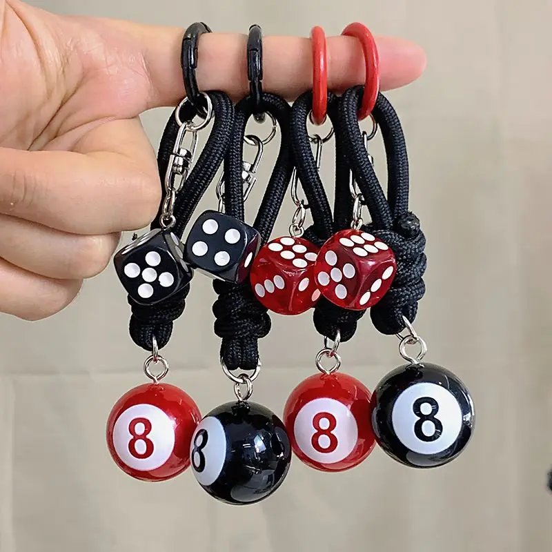 

Black Red 8 Billiard Keychain Mini Ball Lucky Dice Keychain Resin Pendant Key Chain Decorative Jewelry Winner Ball Accessories
