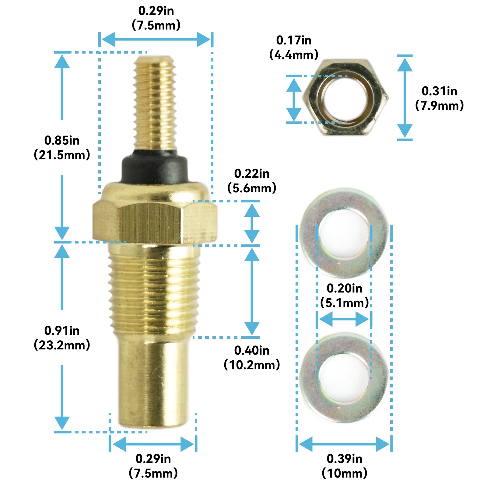 

1/8 NPT Oil Water Temperature Sensor 10mm Universal Auto Car Truck Digital Sender Water Temp Sensor Racing Electric Gauge Unit