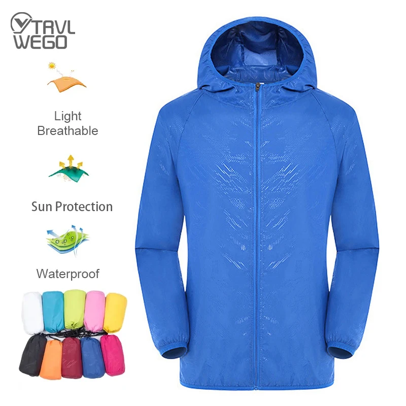 TRVLWEGO Outdoor Running Jacket Camping Hiking Bike Sport Sun-Protect Ultralight Waterproof Windbreaker Light Rain Proof Coat