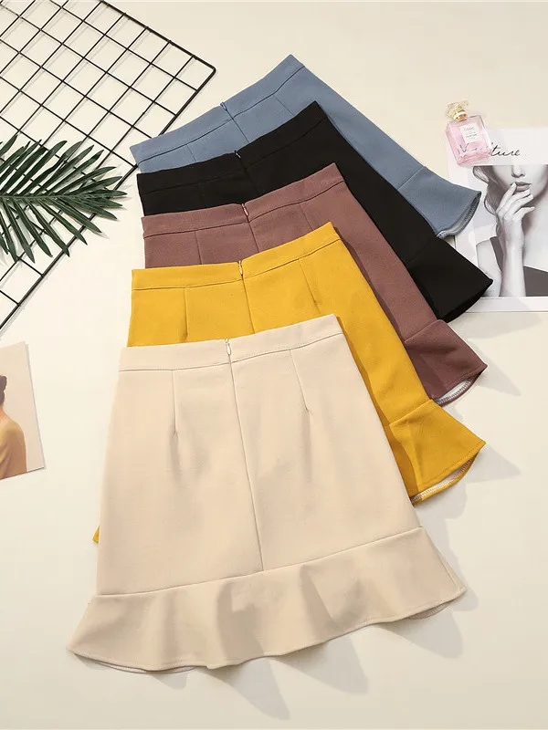 Rüschen-Fi-Schwanzrock, Wickelrock, hüftlang, mittellang, Street Sle, Polyesterfaser, Stand-Passform, Sommerkollektion, Damenmode