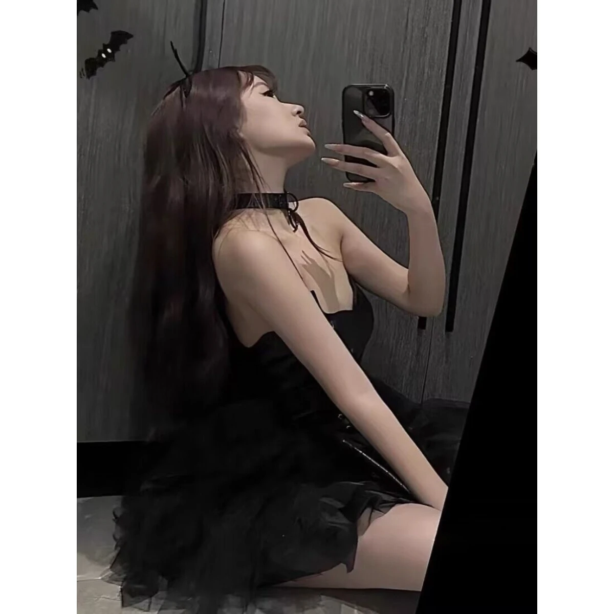 فستان قصير مثير للهالوين بتصميم شيطاني، زي جلدي نحيف للنساء، أزياء صيفية مع حزام مطاطي