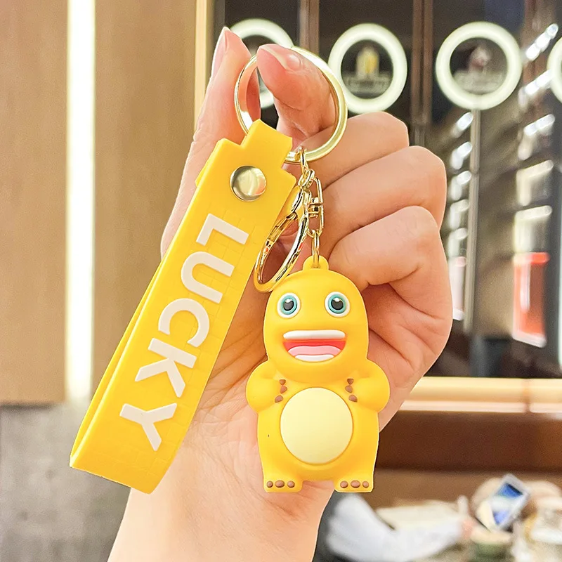 MINISO Creative Cute Animal Yellow Little Dragon Keychain Car Pendant Couple Backpack Pendant Keychain Birthday Emoji Gift