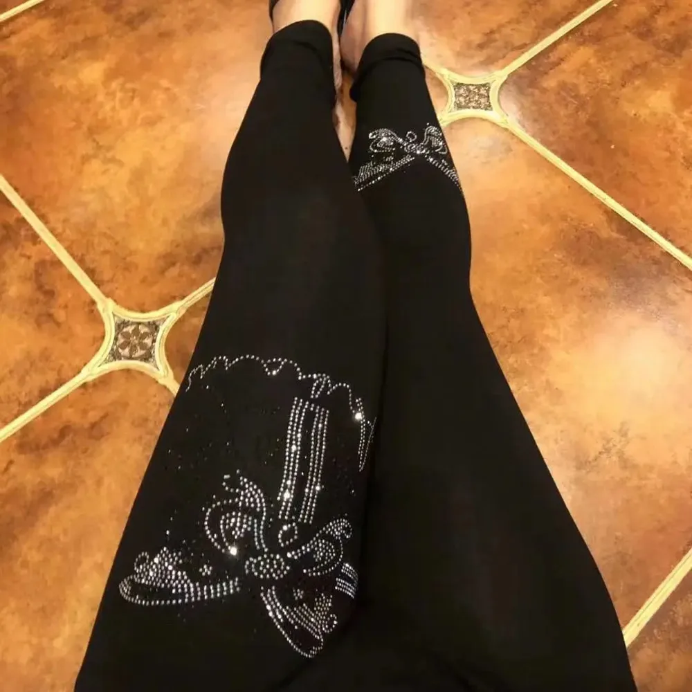 High Waist Modal Cotton Leggings Plus Size Diamond Rhinestone Tummy Control Butt Lifting Yoga Pants for Women Drop Shipping 0d