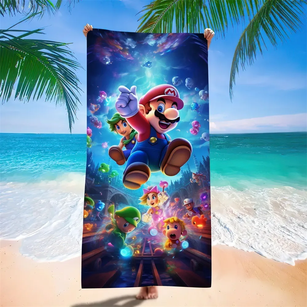 

Мягкое летнее пляжное полотенце из микрофибры, быстросохнущее, с 3D-принтом M-Mario, портативное, легкое, для плавания, подарок для мальчиков и девочек
