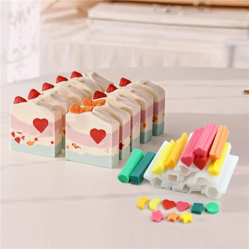 DIY Various Shapes Silicone Soap Molds Round Heart Pipe Tube Cake Chocolate Baking Molds DIY Handcraft Soap Making Tool Creative