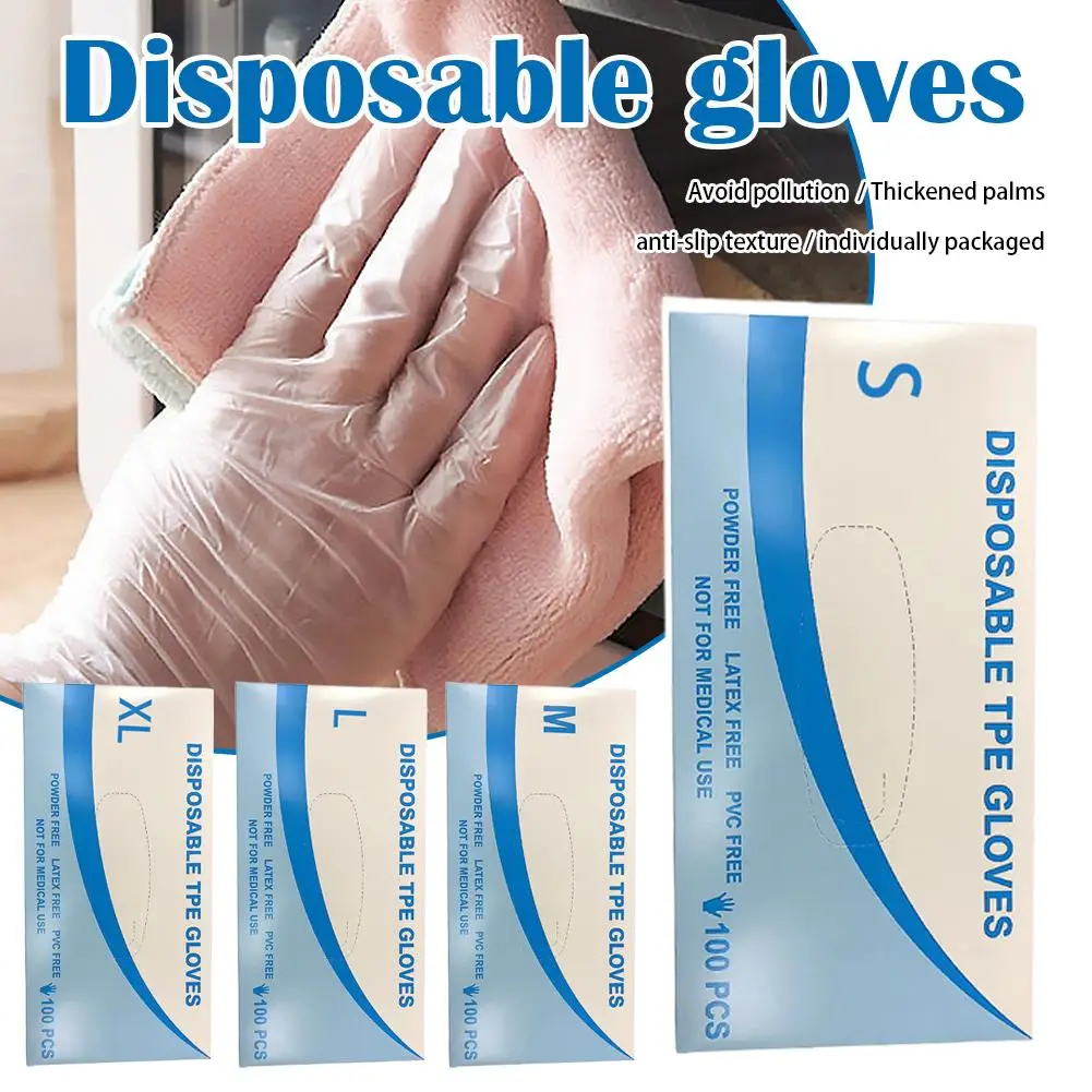 100pcs S/M/L/XL Latex Free Gloves TPE Disposable Gloves Safety Work Protective Gloves Household Cleaning Gloves 2026 New