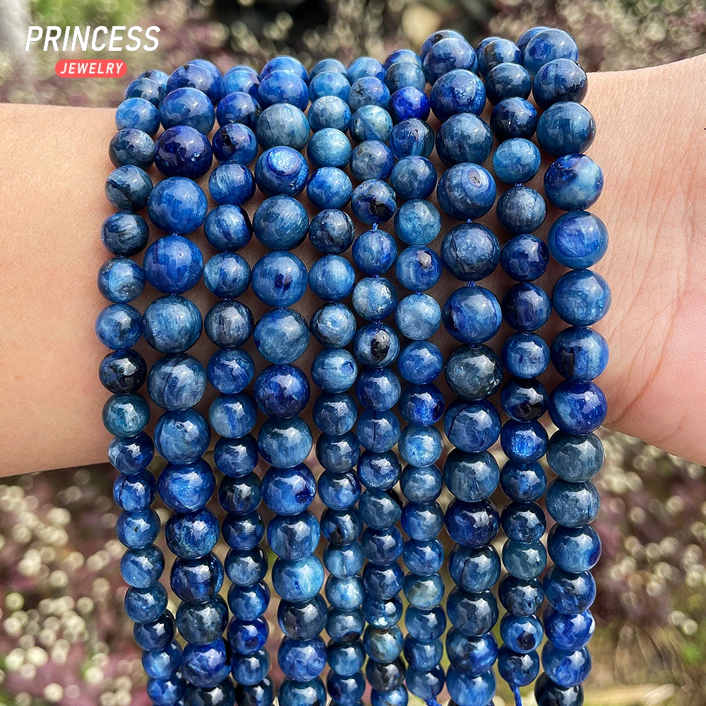 A+ Blue Kyanite Beads 6mm 7mm 8mm Loose Gemstone Beads for Jewelry Making Bracelet DIY Accessories