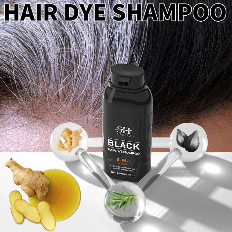 

250ml Natural Black Hair Dye Shampoo for men Instant Gray To Black ginger hair dye Repair White Hair Care Black Beard Shampoo