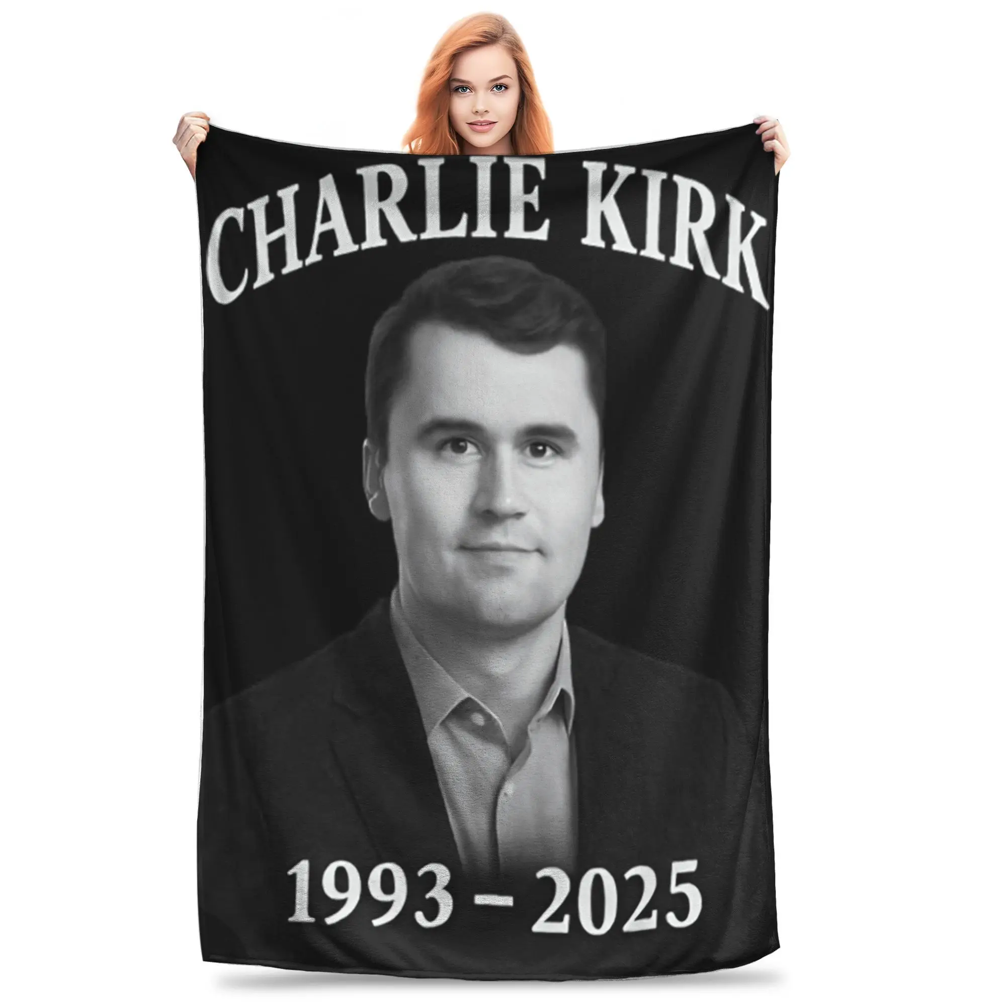 Charlie Kirk Shoot Blankets  Super Warm Aesthetic Plush Throw Blanket For Students Home Decor Flannel Bedspread Bed Cover