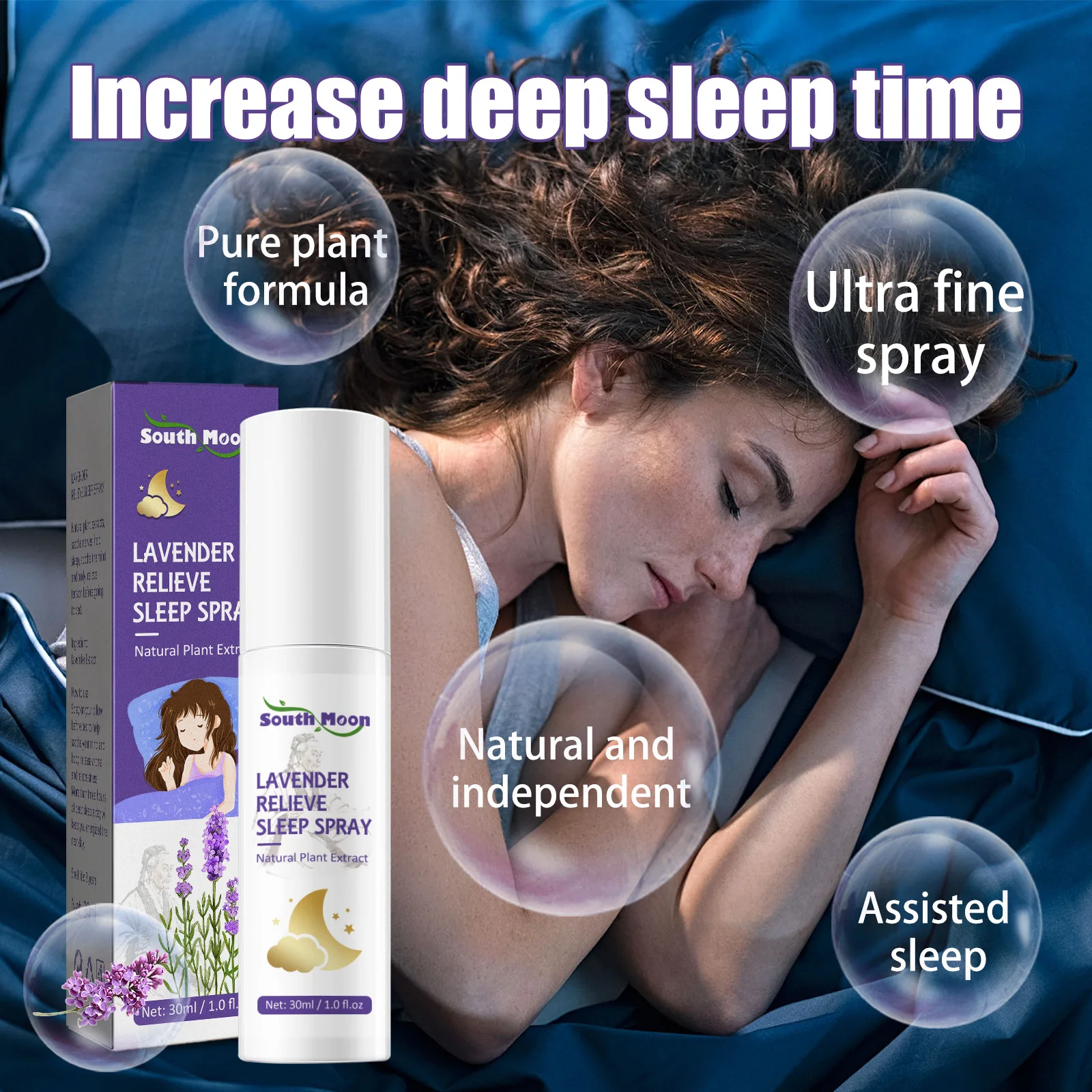 Lavender Insomnia Spray Natural Plant Extract Relieve Stress Soothing Nerves Essential Oil to Help Enjoyable Sleep Health Care