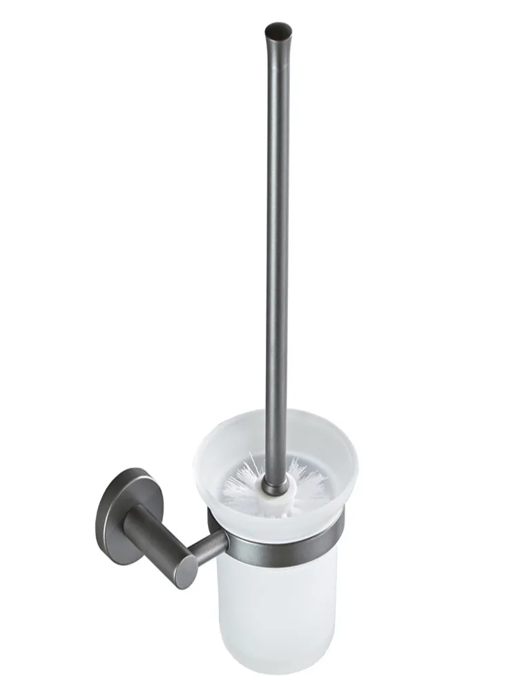Wall-mounted Star grey simple round chassis bathroom hardware pendant Toilet brush Toilet brush with frosted glass