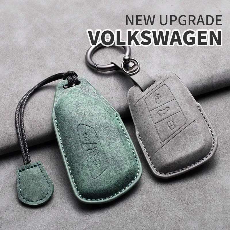 

For Volkswagen Leather Car Key Case Cover Fob Keychain VW Golf 7 8 6 MK7 Tiguan MK2 for Ateca Leon FR Ibiza Skoda Octavia Kodiaq