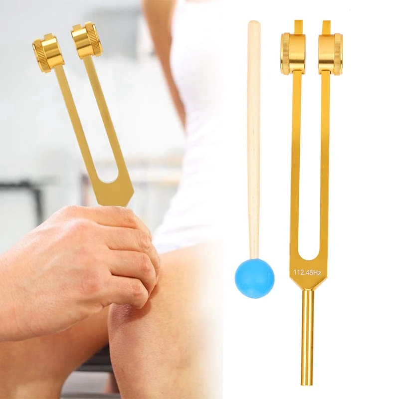 Aluminum Alloy 112.45HZ Tuning Fork with Hammer,Chakra Tuning Energy Forks, Yoga Meditation Tuning Energy Fork