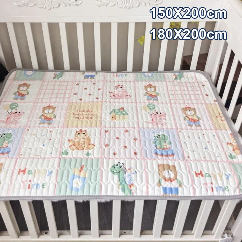 

Cute Cartoon Pattern Adult High Quality Mattress Washable Foldable ABDL Crib Pad 5 Layers Waterproof Diaper Pads Cozy Bedding
