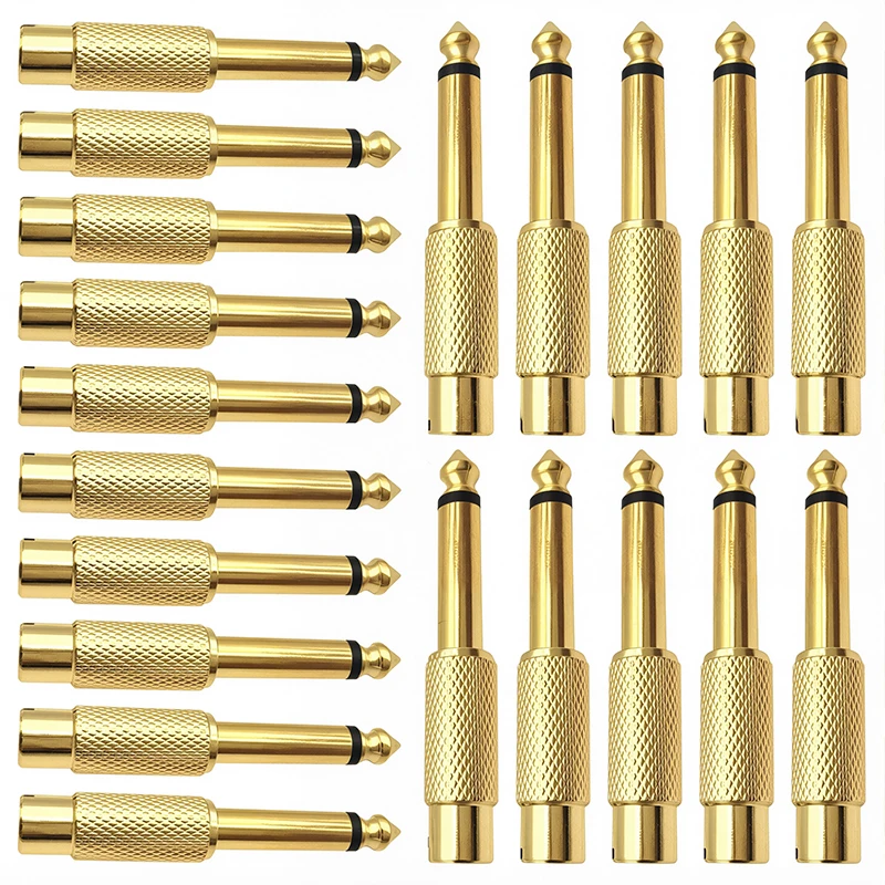 4PCS Gold Plated RCA To 1/4 Adapter RCA Female To 6.35mm 1/4 Inch Male Mono TS Interconnect Audio Adapter Conversion Plug