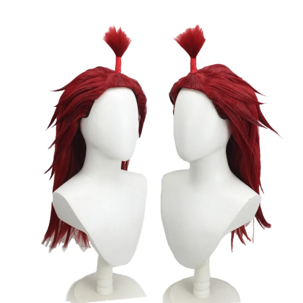 몬스터 헌터 아쿠마 코스프레 가발 스트리트 파이터 고우키 스파이키 업워드 포니테일 다크 레드 헤어