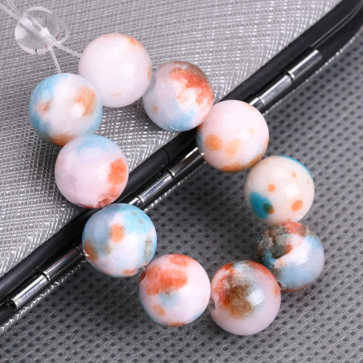 

10pcs Round 10mm Colorful Dyed Natural Stone Loose Beads For Jewelry Making DIY Crafts Findings