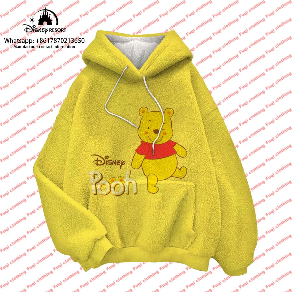 

Fashion Loose Comfortable Hoodies Women Flannel Sweatshirt Winter Mickey Minnie Cartoon 3D Printed Blanket Pullover 2024