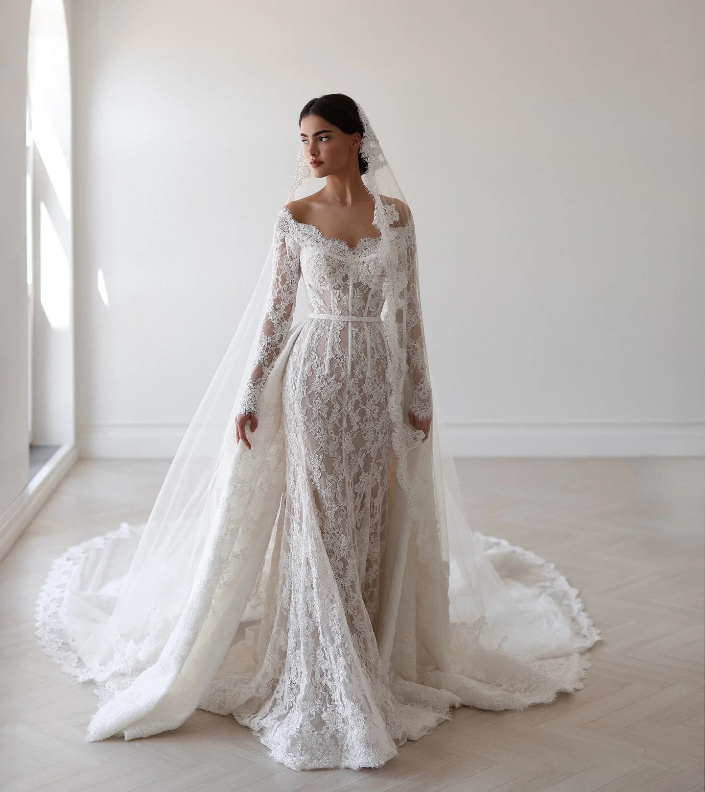 

Кружевное свадебное платье Vestido De Novia Sirena Manga Larga Vestidos 2 En 1, настольный корсет Boda, пышное Noiva Casamento), дешевое платье
