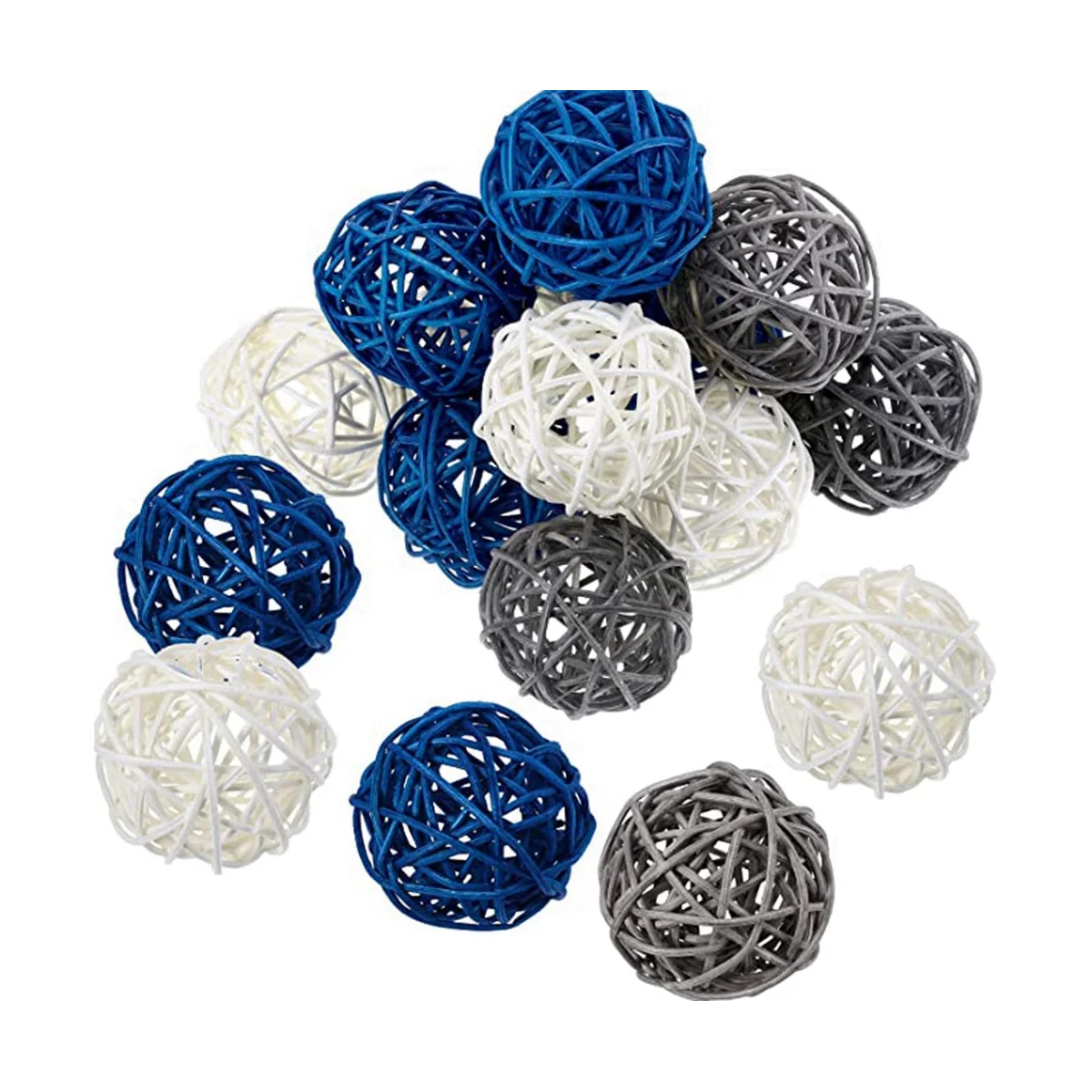 Boules Décoratives en Rotin Bleu Foncé, Gris et Blanc, Décoration de Maison, Chambre, Cuisine, Mariage