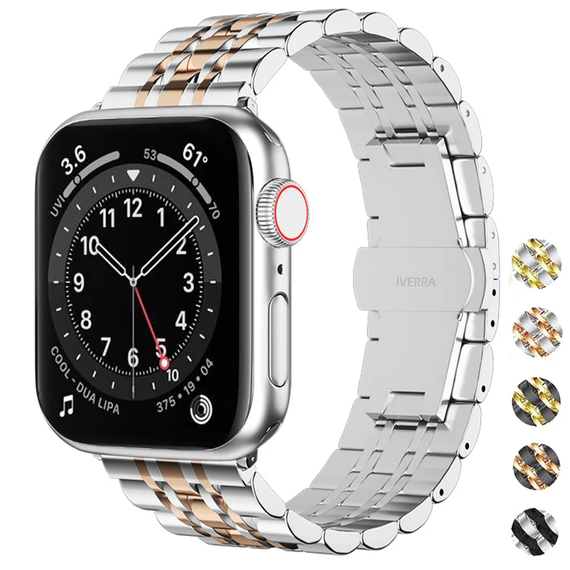 For Apple Watch Band Series 7 6 Se 5 4 3 42 Mm 44mm Stainless Steel Bracelet Iwatch 38mm 41mm 40mm 45mm Replacement Adjustable