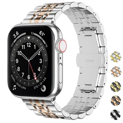 For Apple Watch Band Series 7 6 Se 5 4 3 42 Mm 44mm Stainless Steel Bracelet Iwatch 38mm 41mm 40mm 45mm Replacement Adjustable