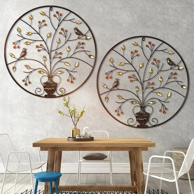 

Chinese Wrought Iron Flower Bird Wall Hanging Home Livingroom Background Mural Crafts Office Hotel Club Sticker Decor