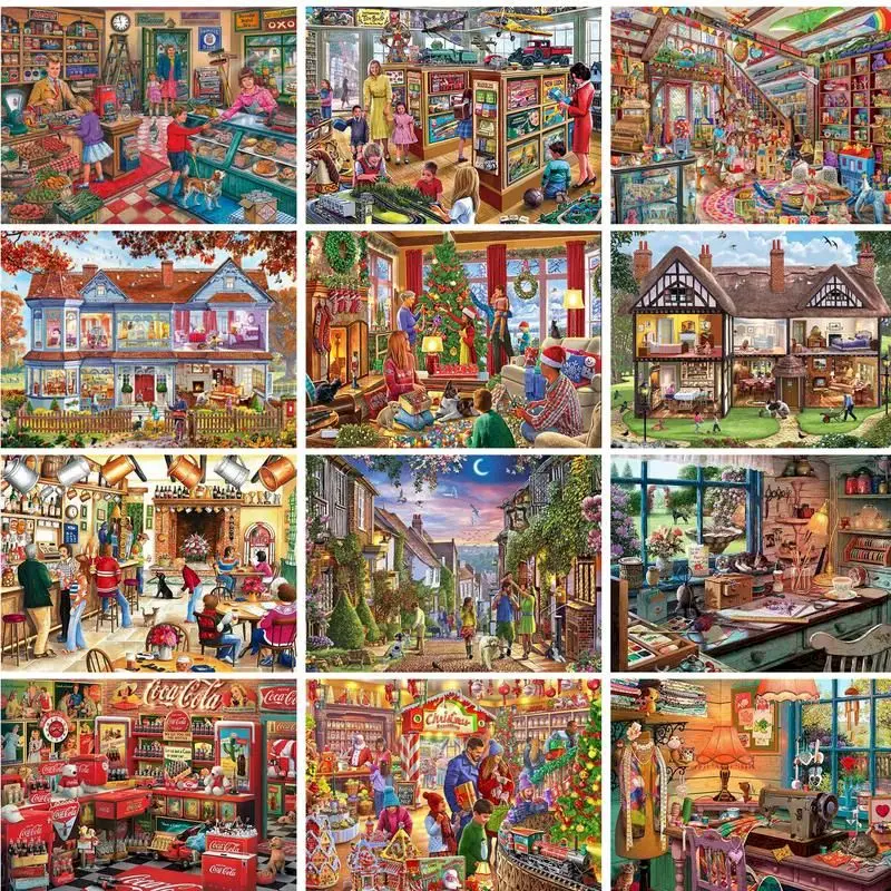 

GATYZTORY 40X50cm Painting By Numbers Colorful Roomside Landscape Shop For Adults Diy Gift Home Decors Handiwork Paint Kit