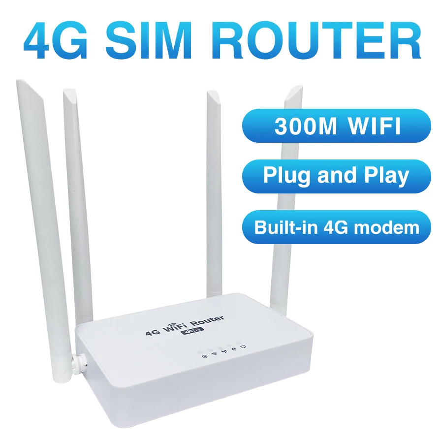 Zbtlink We2002 4G Sim Router 300Mbps Wifi Access Point Through-Wall Voor Home Lan Wan Cat4 Module 4Ghz Antenne 32 Gebruiker